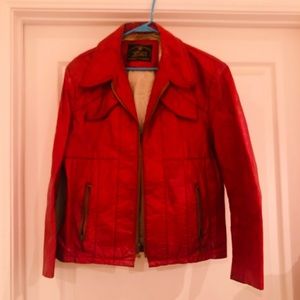 1970’s tomato red men’s leather jacket